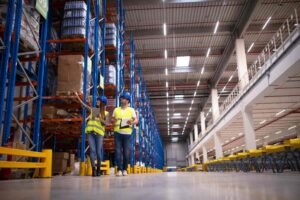 PVC strip curtains for loading docks in industrial warehouses