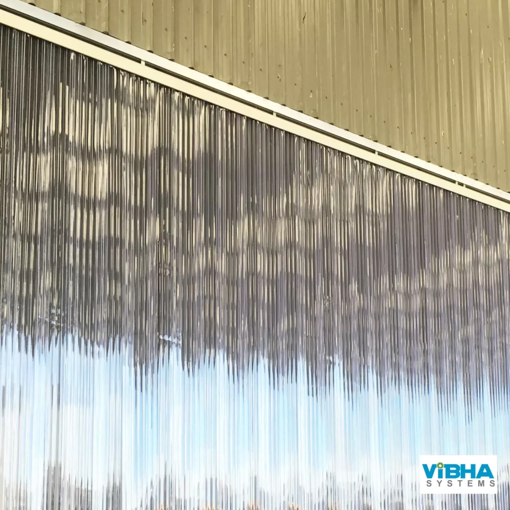 Ribbed PVC strip curtains for warehouse partitioning
