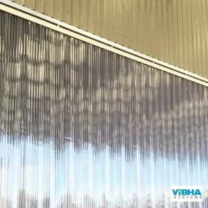 Ribbed PVC strip curtains for warehouse partitioning