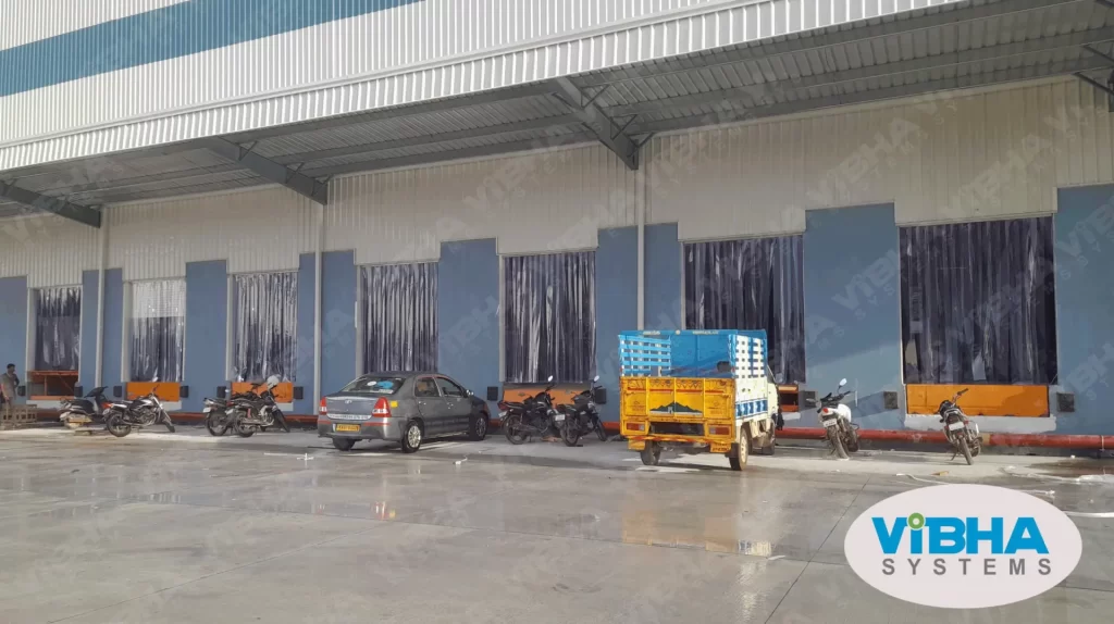 Clear PVC strip curtains at Chennai warehouse dock