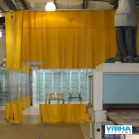 Woodworking curtains for dust control in Chennai workshops.
