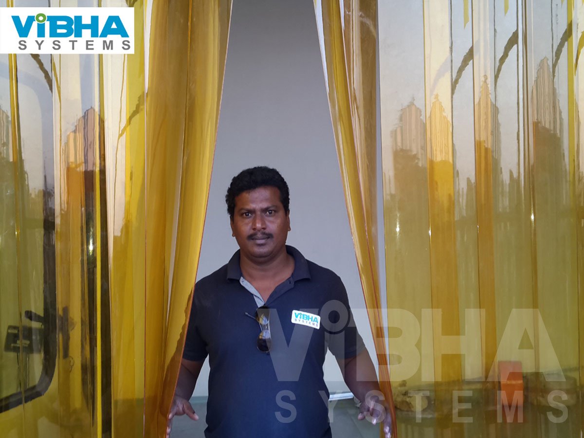 Energy-saving PVC strip curtains for temperature control.